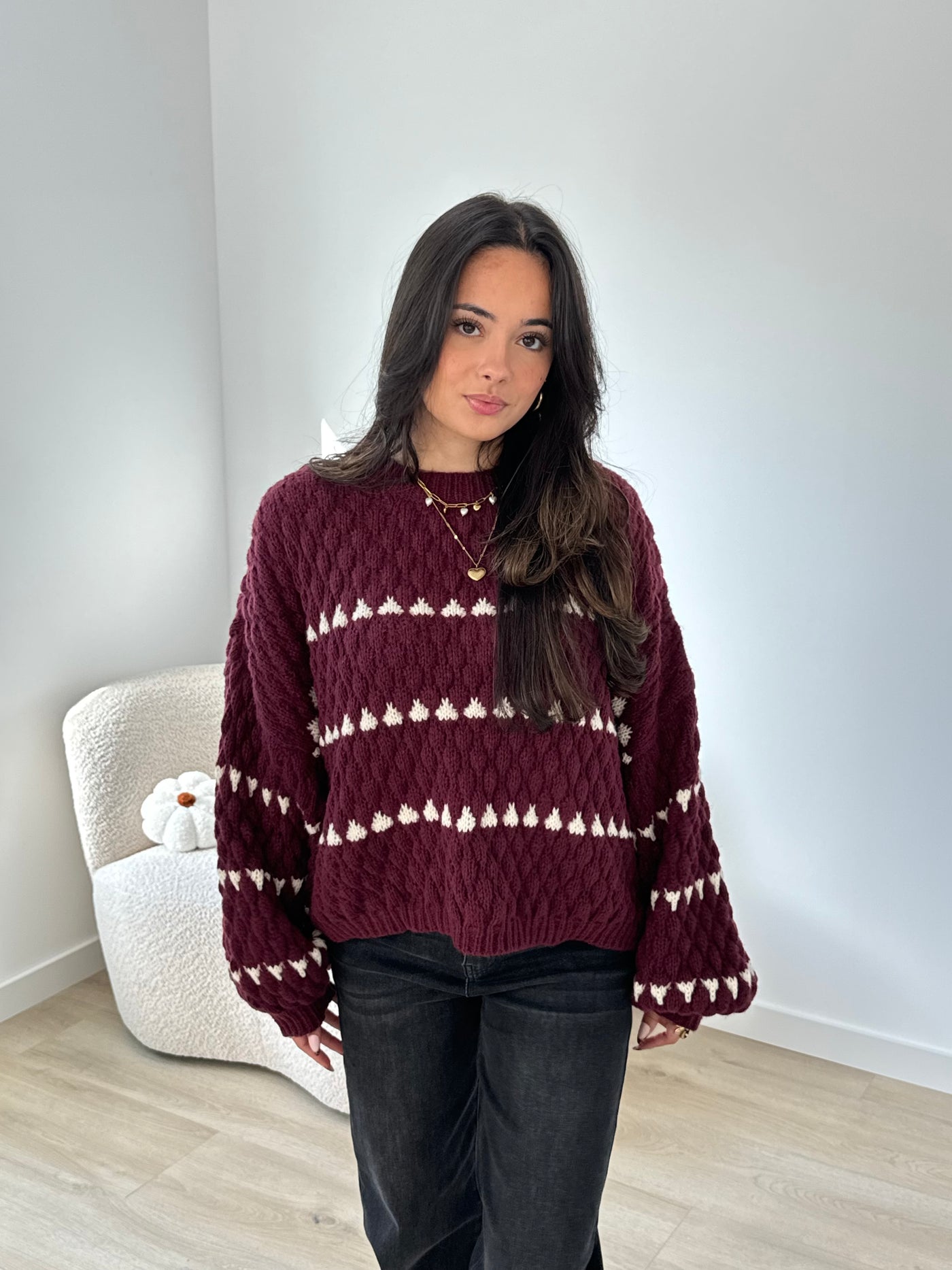 Hearts Knit Sweater Romy - Bordeaux