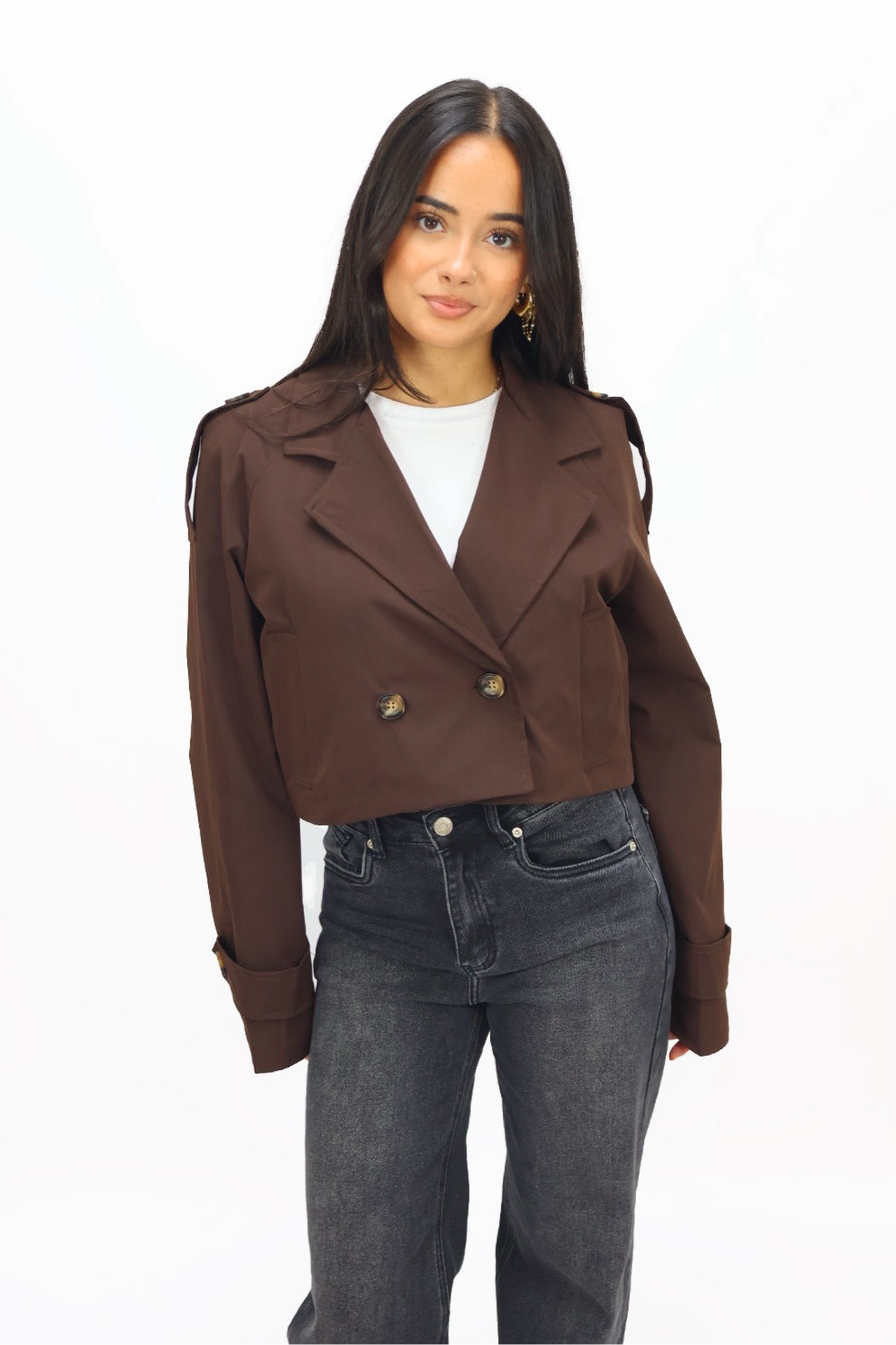 Emily cropped Trenchcoat - Brown