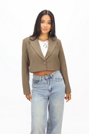 Milly Cropped Blazer  - Taupe
