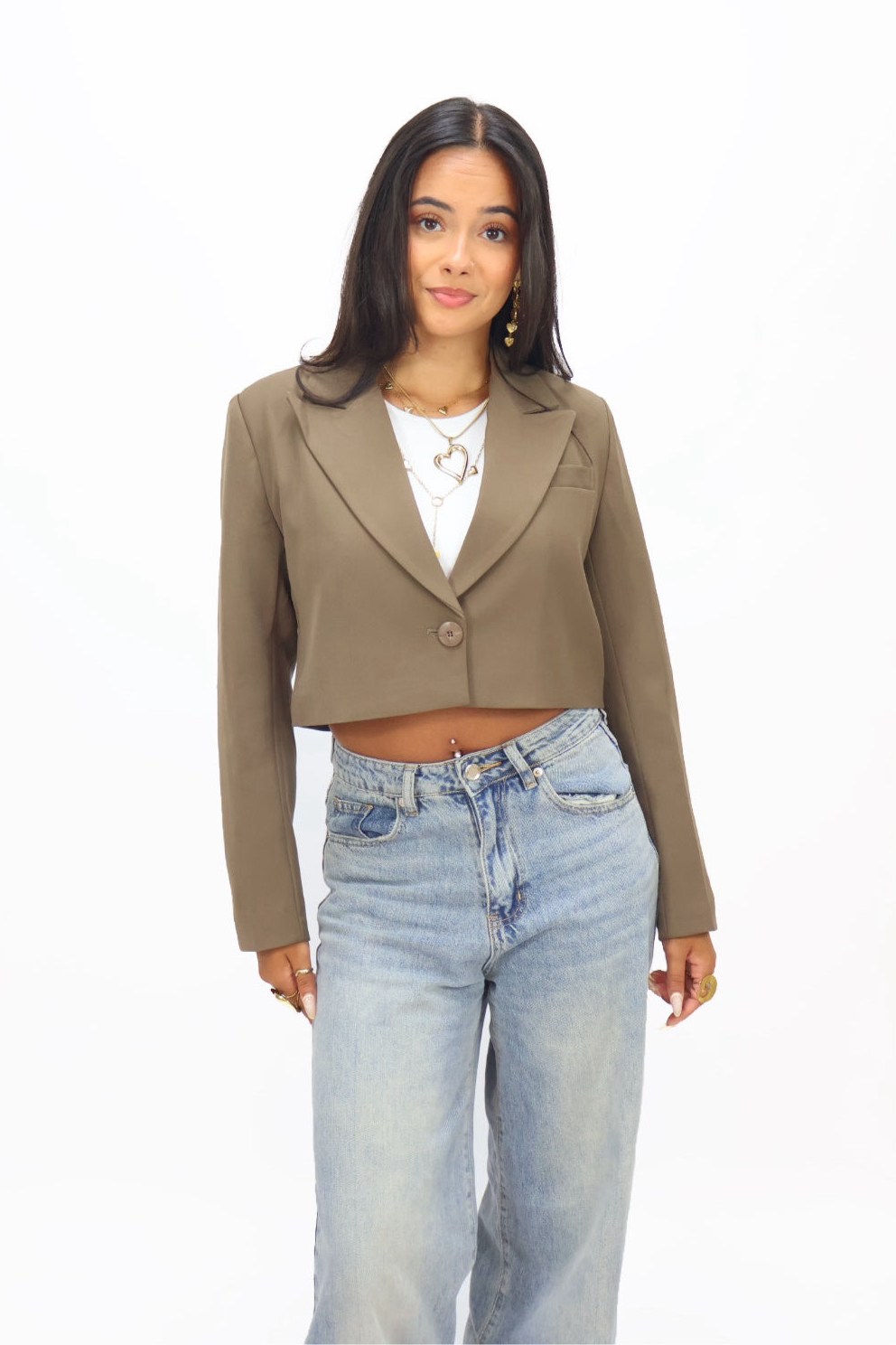 Milly Cropped Blazer  - Taupe