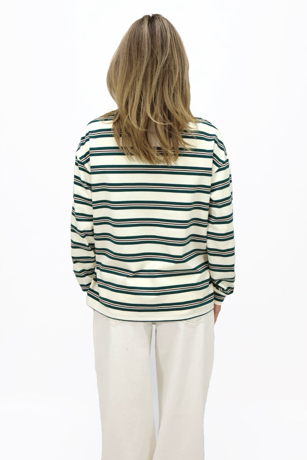 Danique polo longsleeve - White/Green