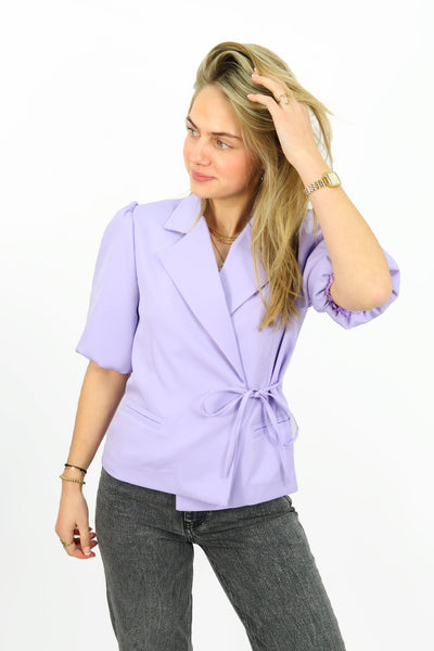 Anna Blazer Korte Mouw - Purple