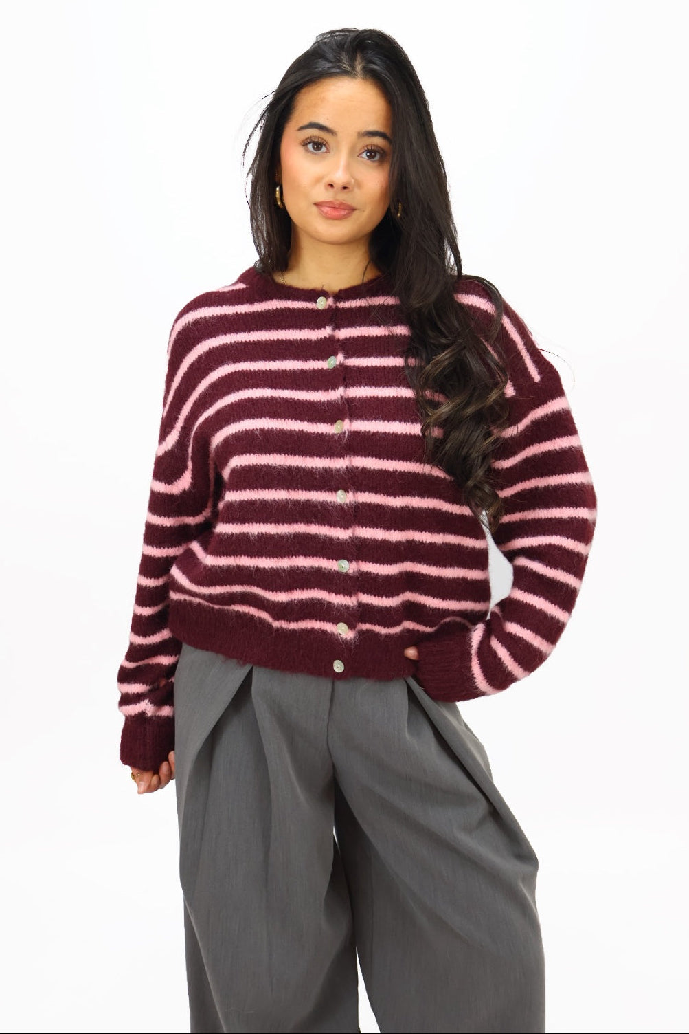 Evy Cardigan - Pink/bordeaux