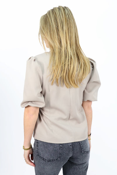 Anna Blazer Korte Mouw - Taupe