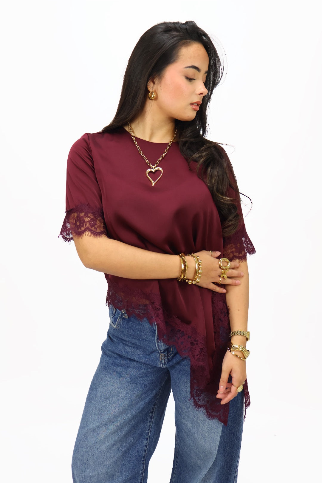 Satin T-Shirt - Bordeaux