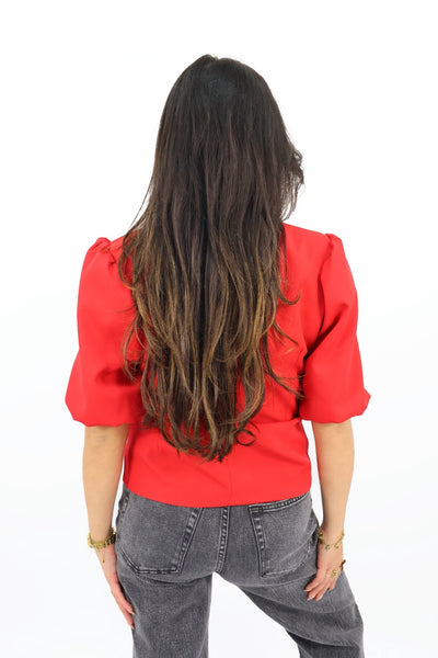 Anna Blazer Korte Mouw - Red