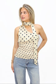 Off shoulder Dots Top - Beige