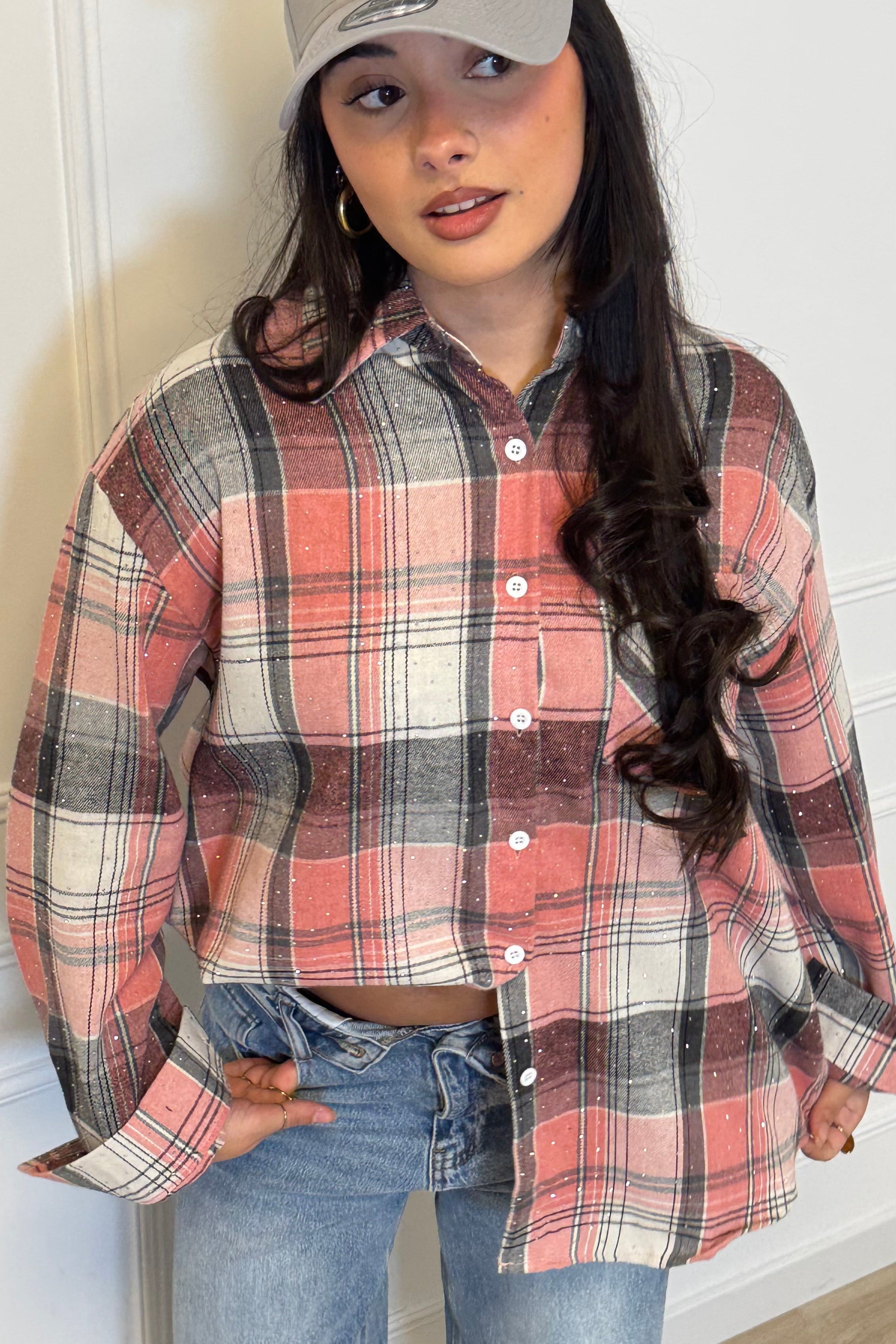 Rhinestone blouse - Coral