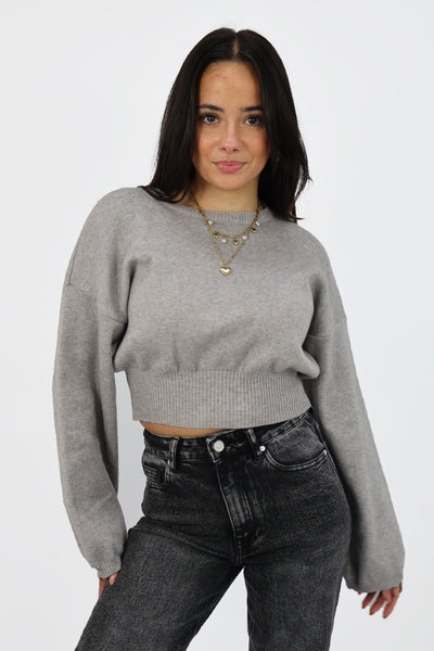 Nara Cropped Sweater - Grey