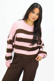 Get comfy knit stripes  - Pink/brown