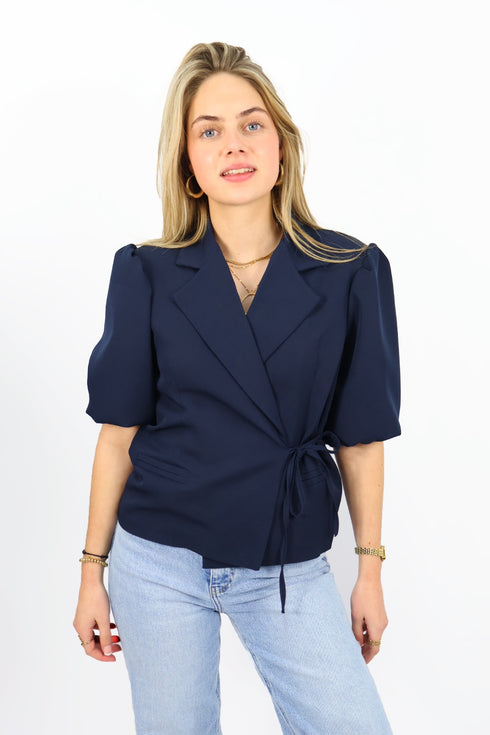 Anna Blazer Korte Mouw - Navy