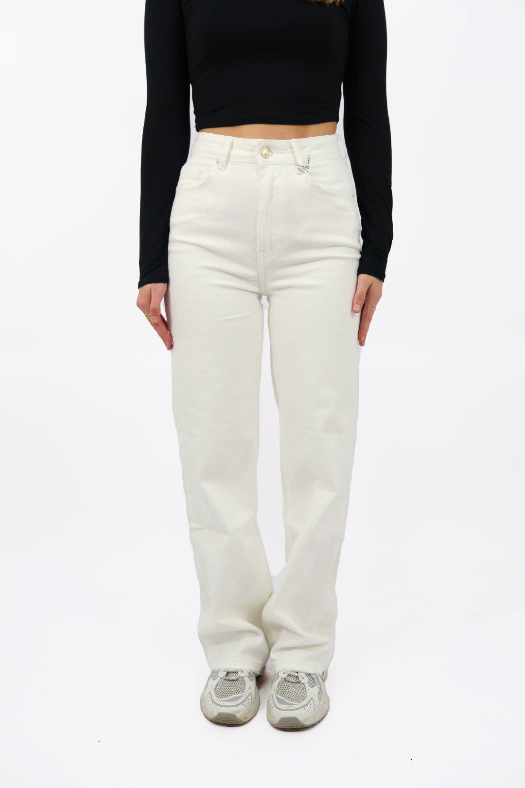 Lauren Wide Leg Jeans - White | W3376-B