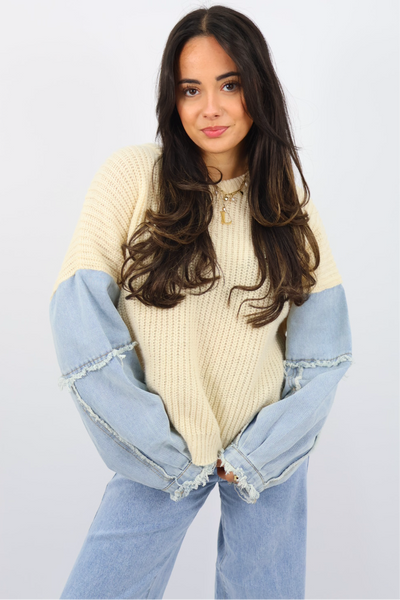 Light Denim Sweater - Beige