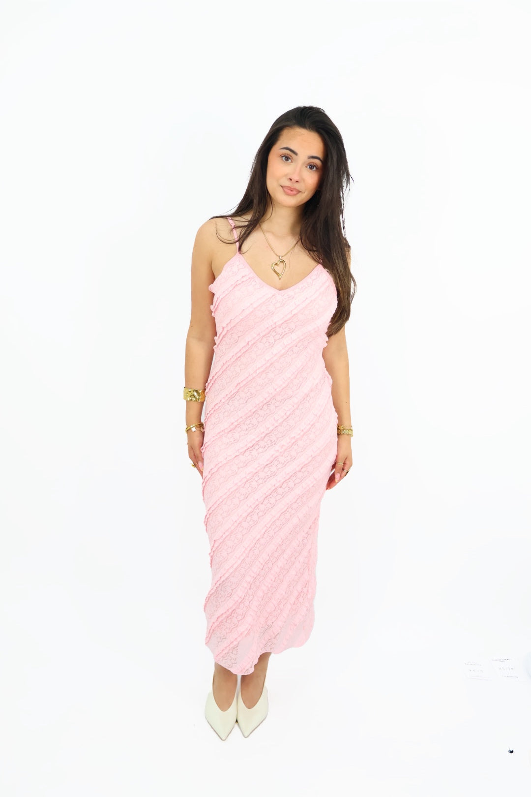Lace ruffle  Dress - Pink