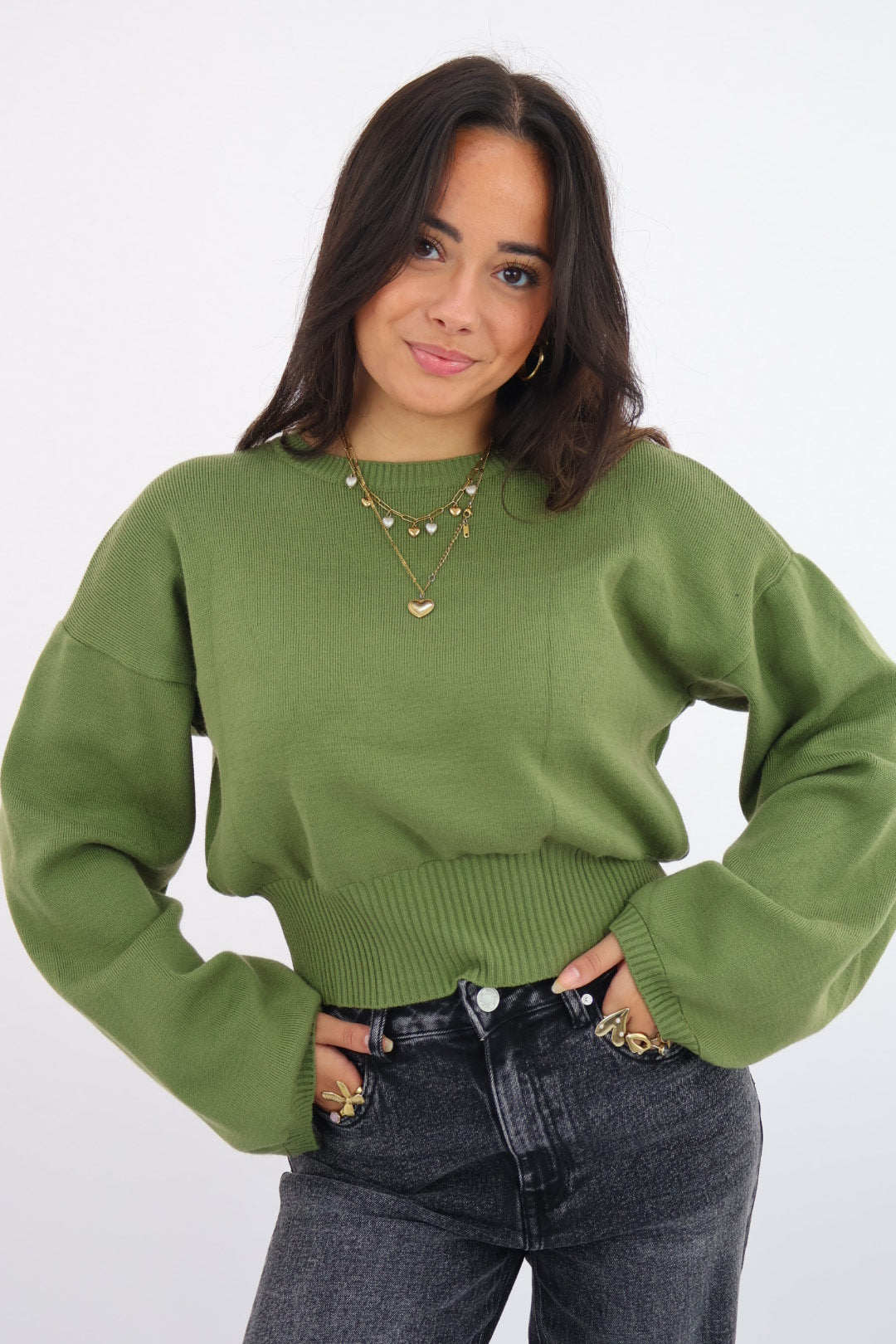 Nara Cropped Sweater - Green