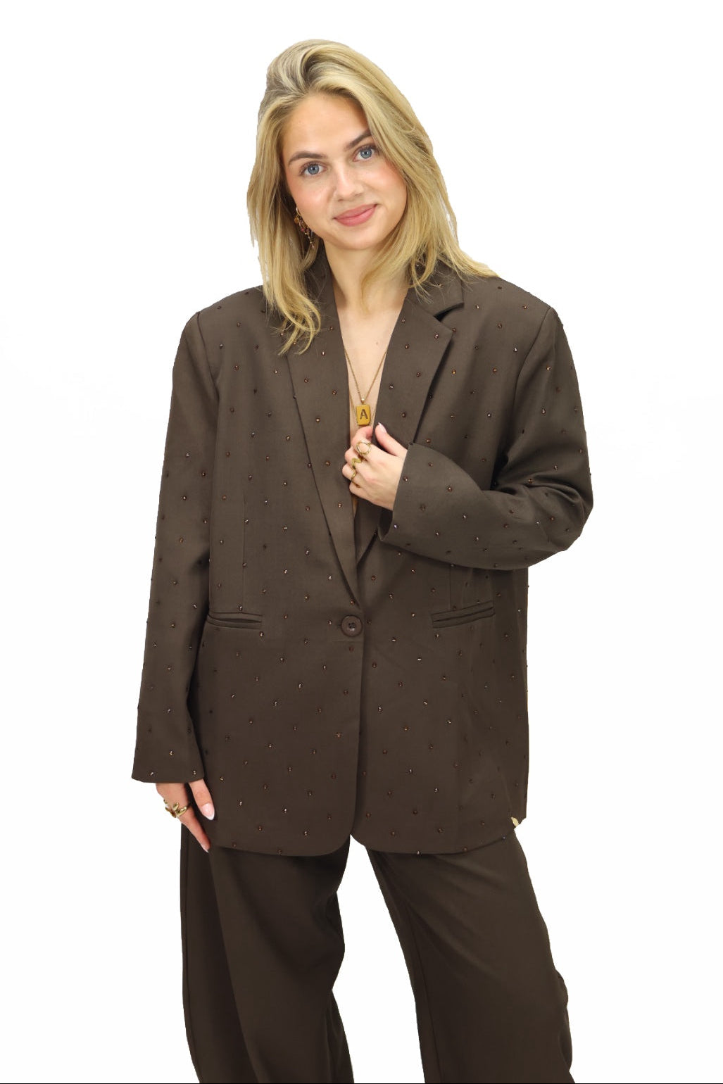 Ambika rhinestones blazer - Brown