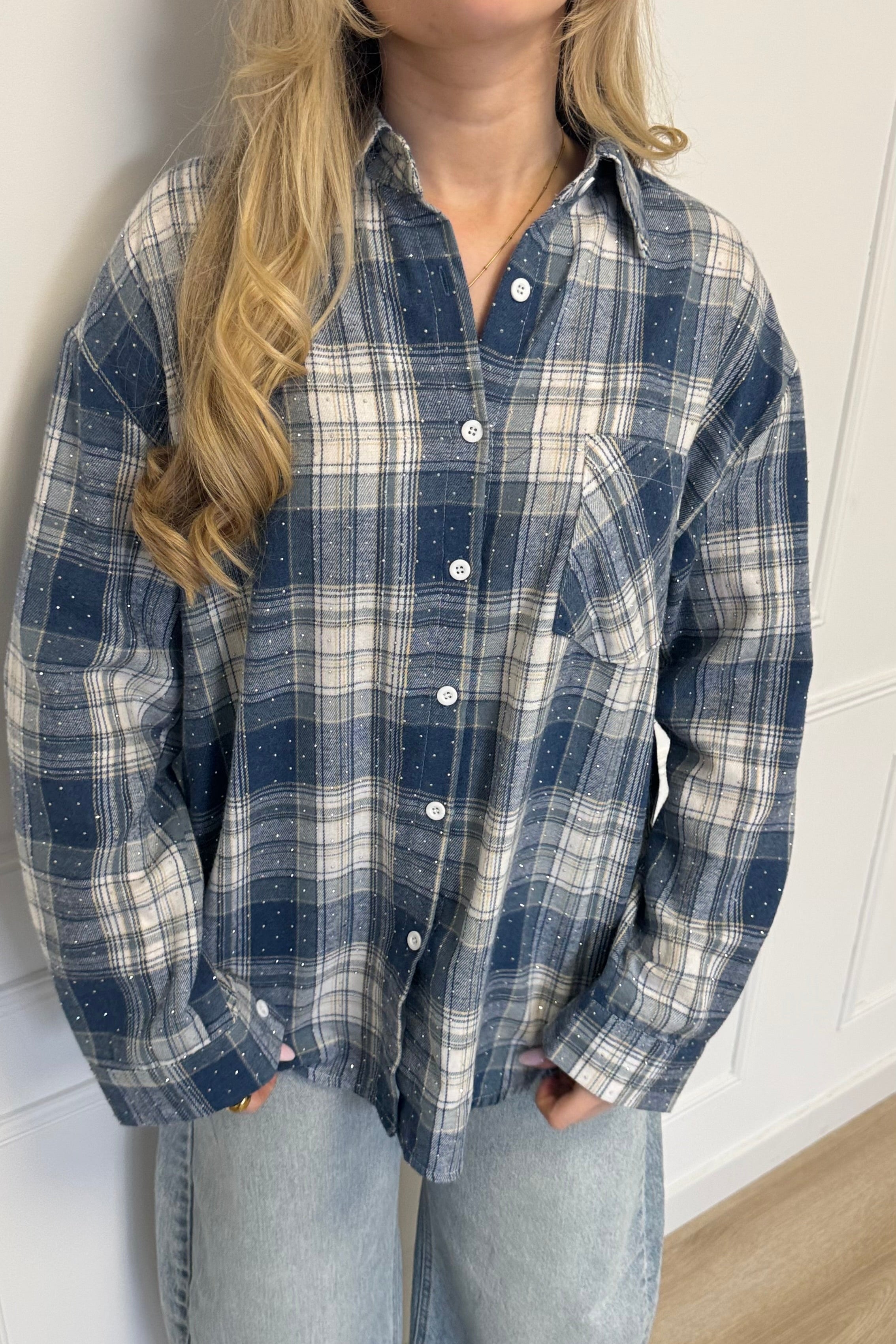 Rhinestone blouse - Blue