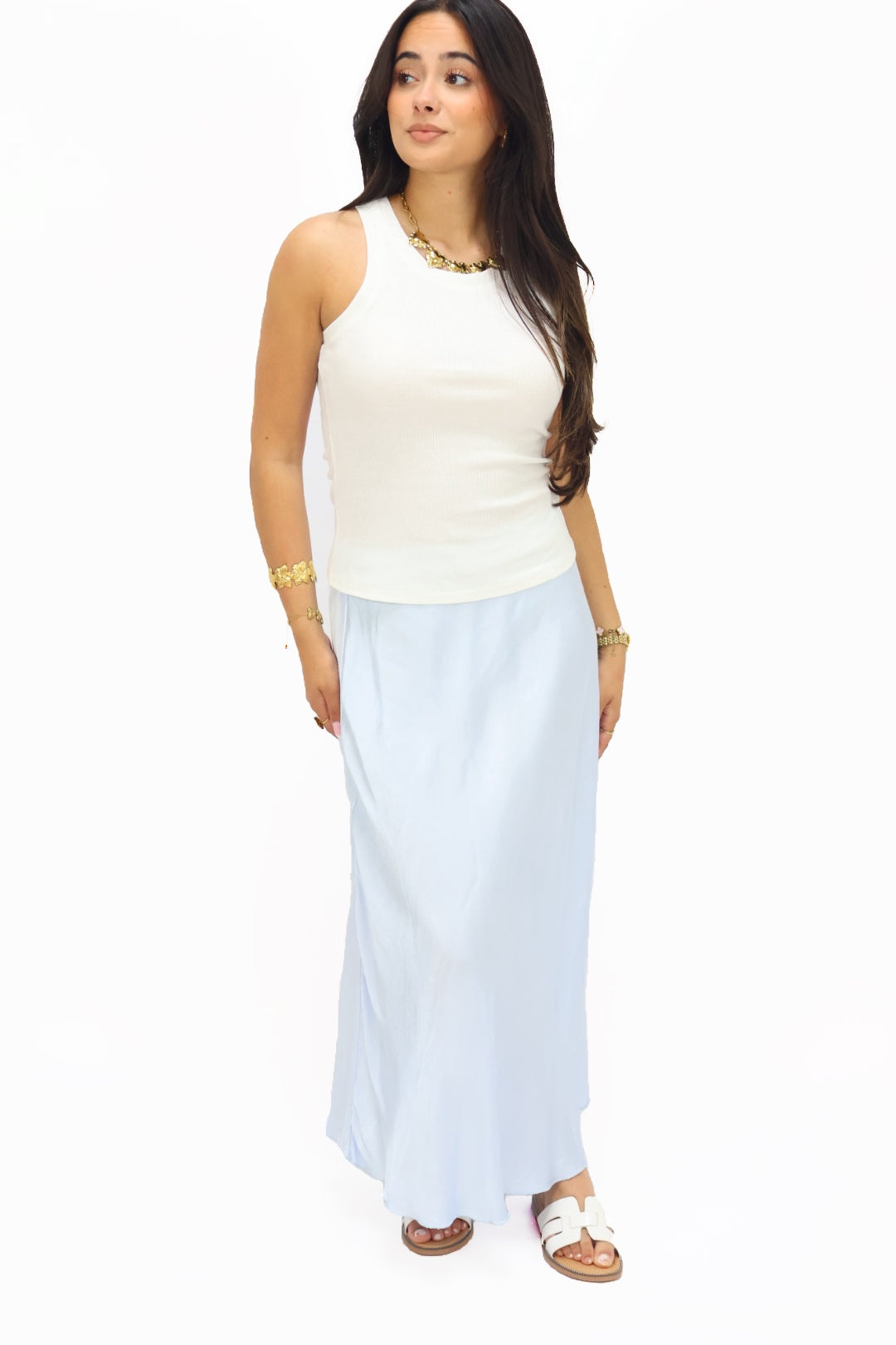 Satin skirt - Light blue