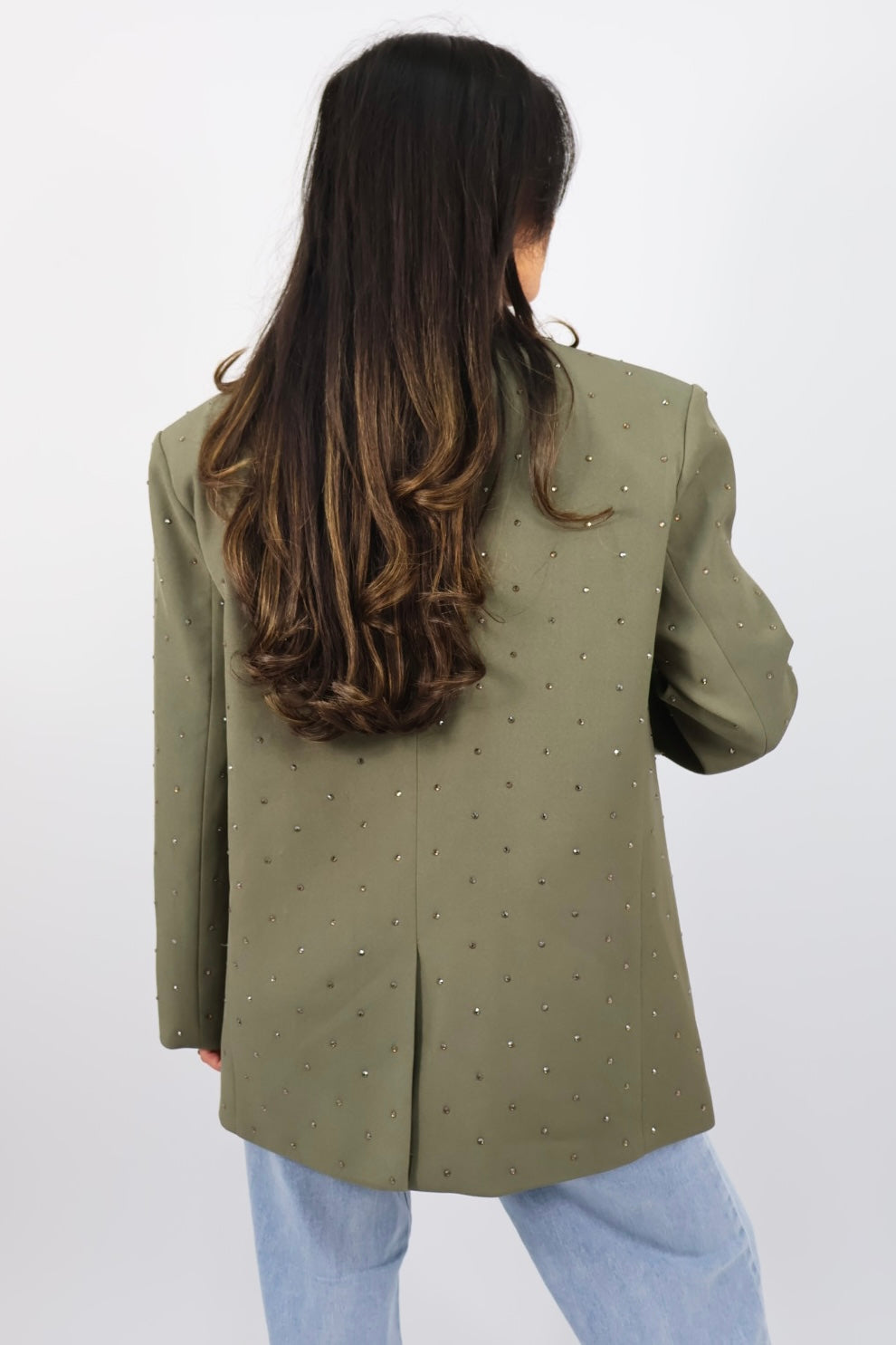 Ambika Rhinestones Blazer - Taupe Green