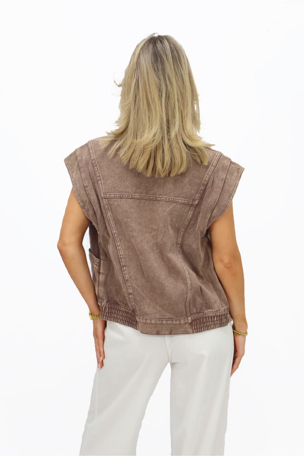 Zara Denim Gilet - Brown