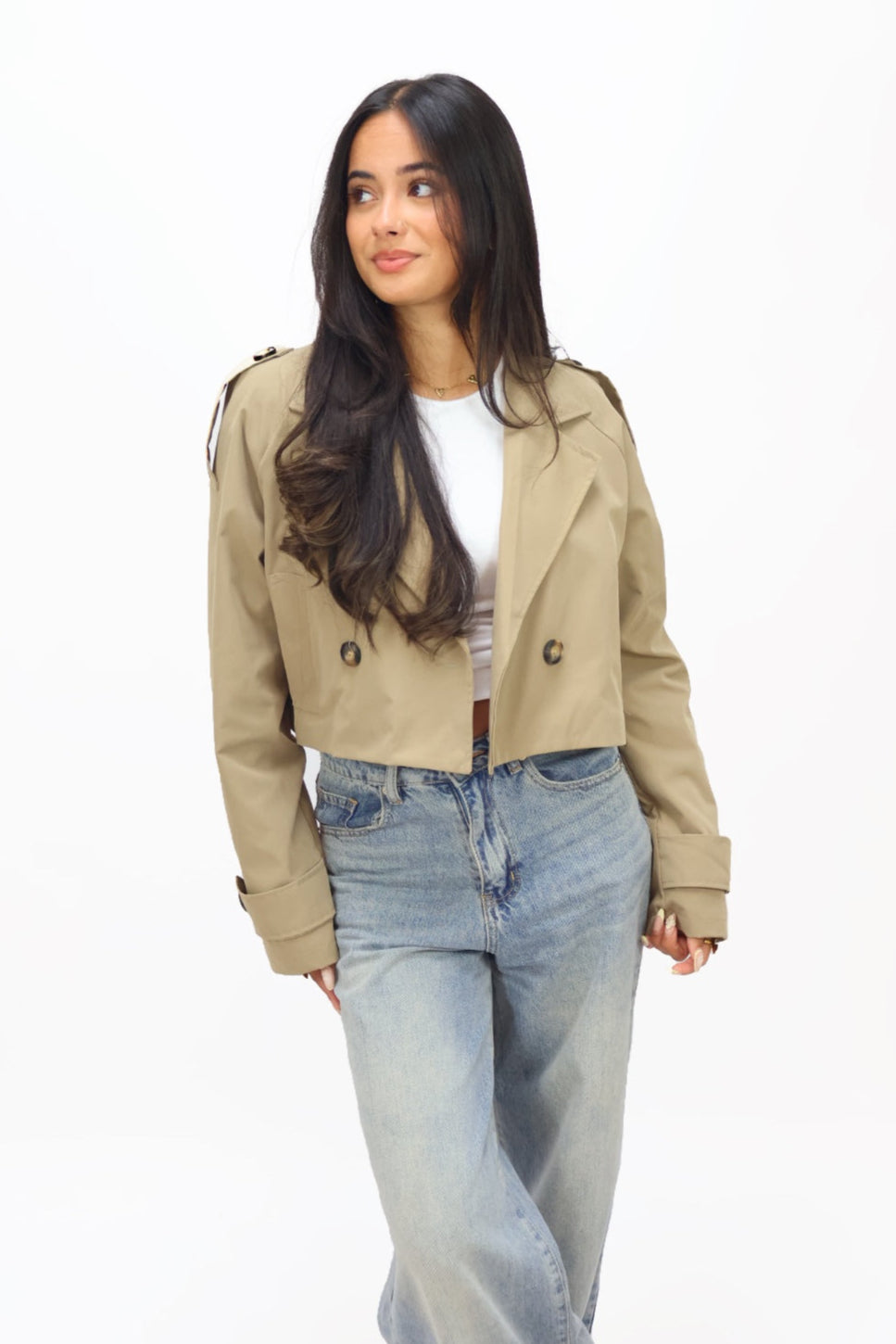 Emily cropped Trenchcoat - Taupe