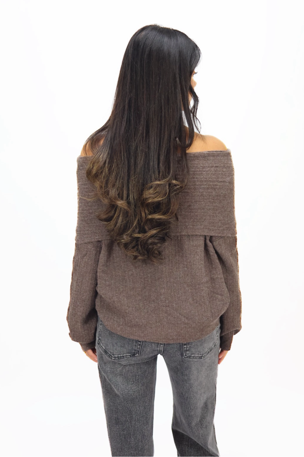 Kiki Off Shoulder Knit - Brown