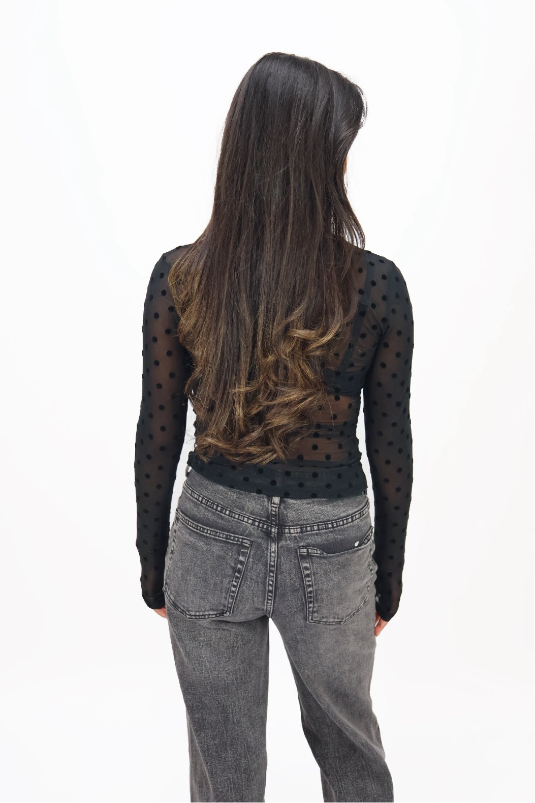 Mesh Dots Top - Black