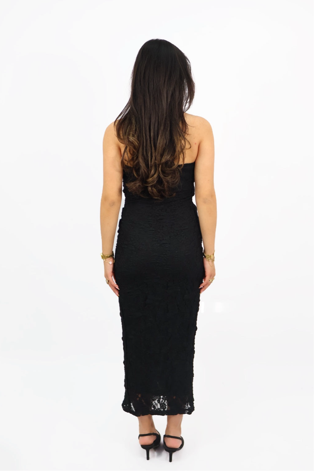 Lace strapless Dress - Black