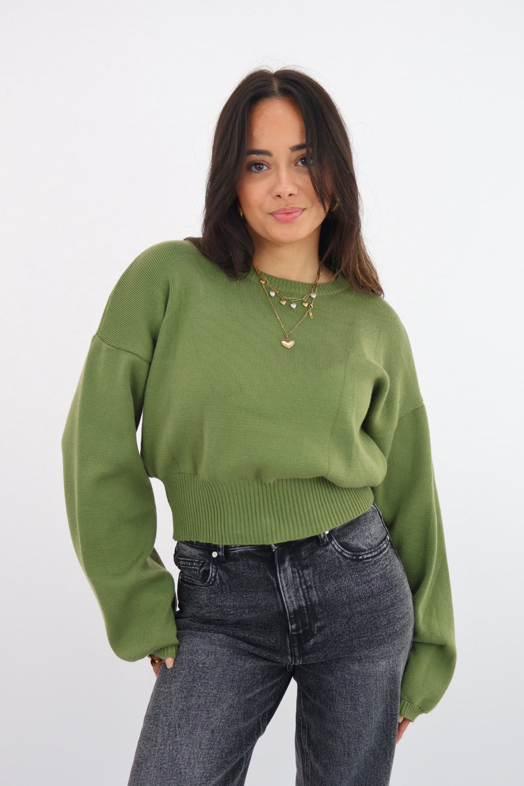 Nara Cropped Sweater - Green