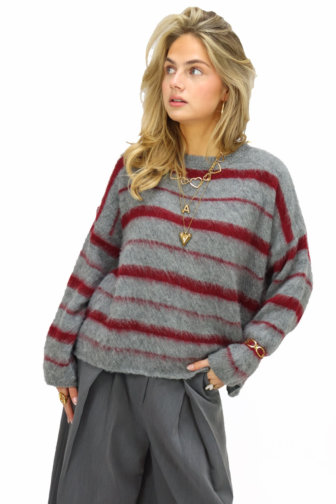 Lune sweater - Grey/Bordeaux
