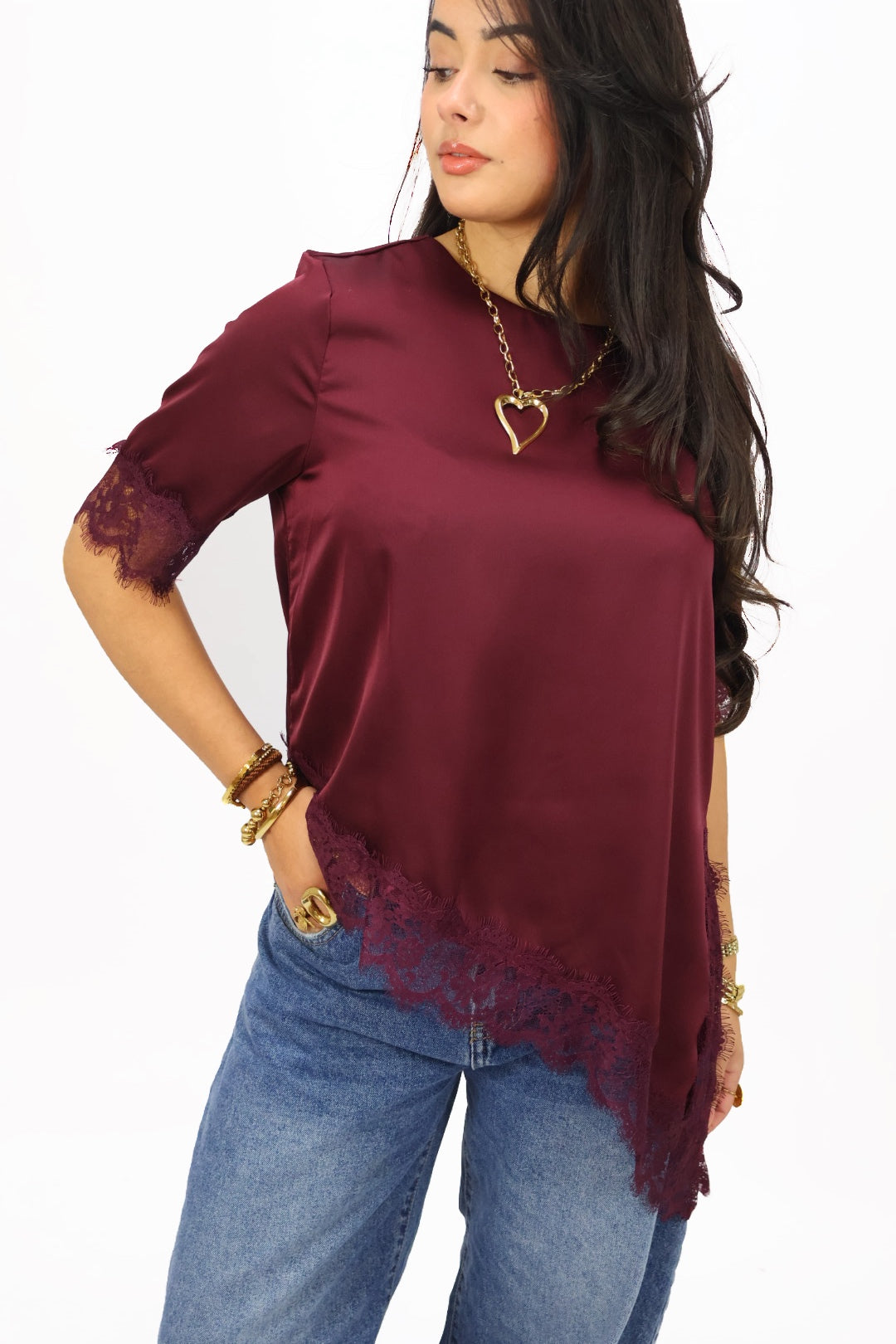 Satin T-Shirt - Bordeaux