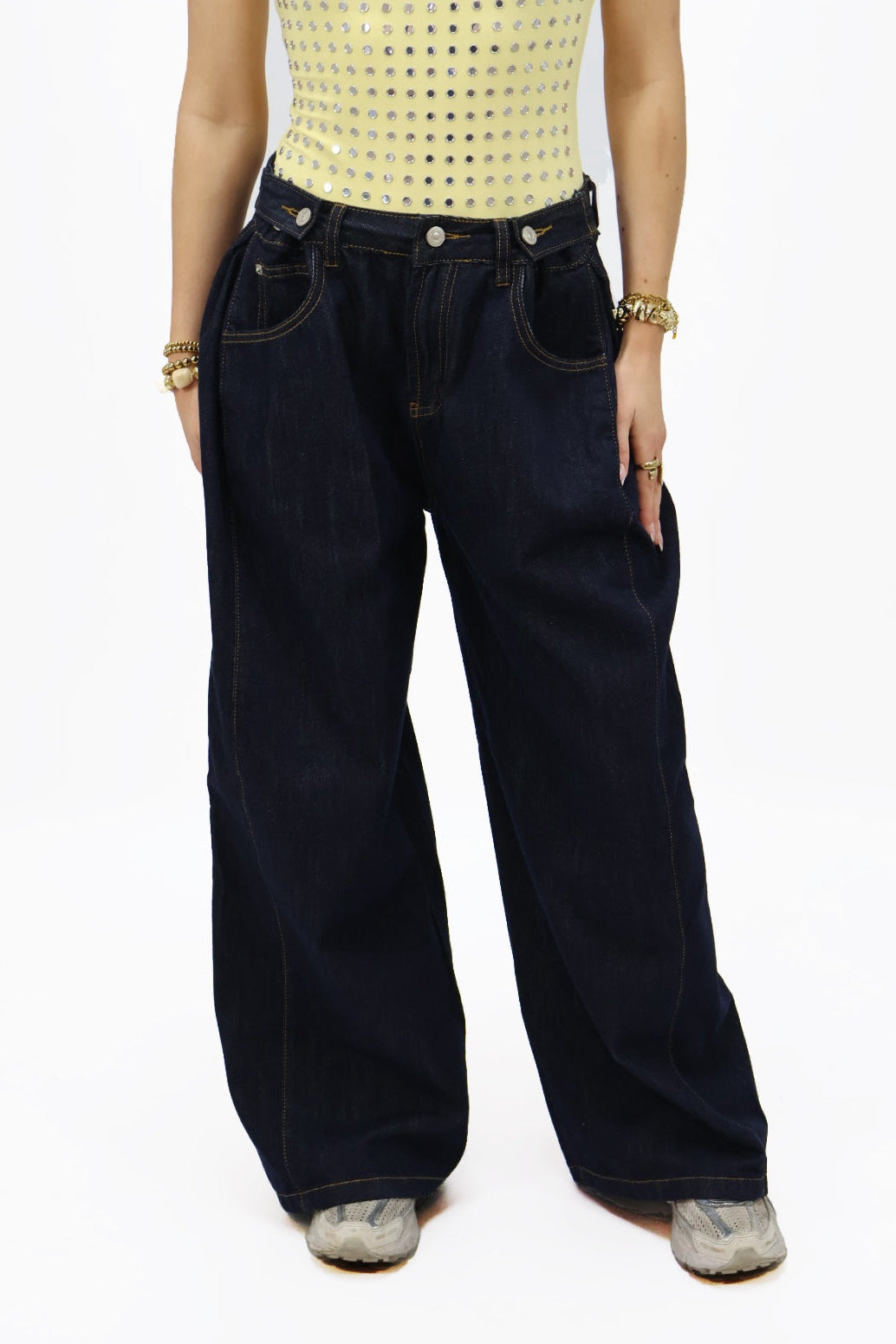 Jordan Wide Leg Jeans - Dark Blue