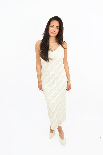Lace ruffle  Dress - Creme