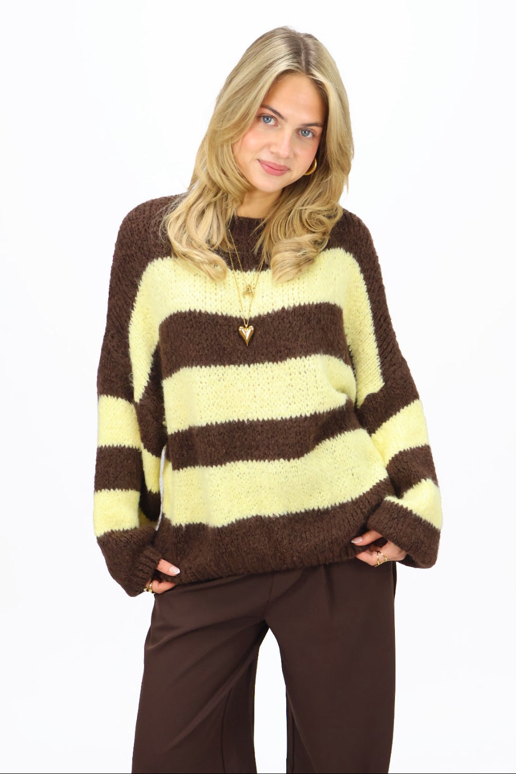 Get comfy knit stripes  - Brown/yellow