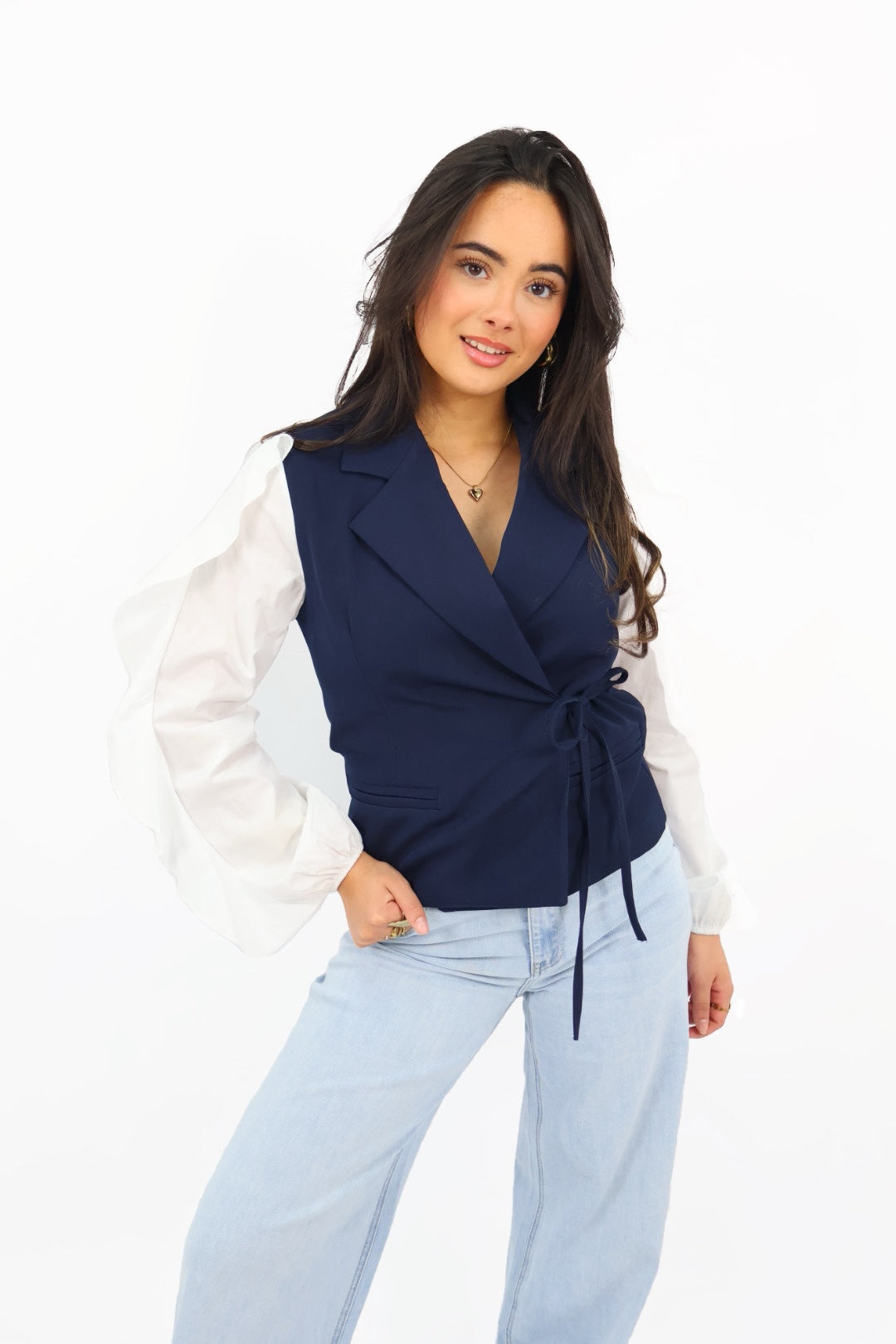 Anna Blazer Blouse - Navy