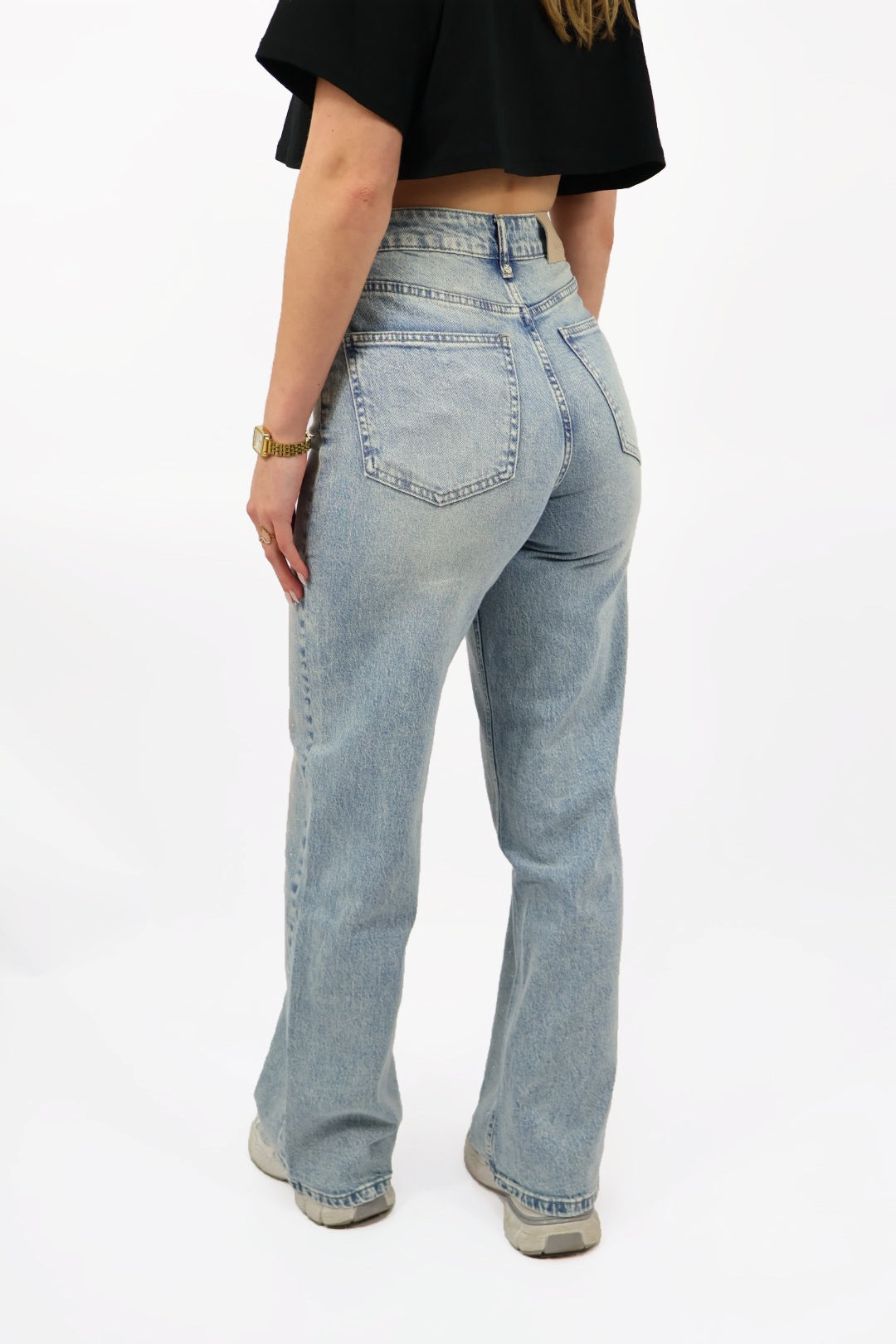 Dirty Wash Rhinestones Jeans - W3763