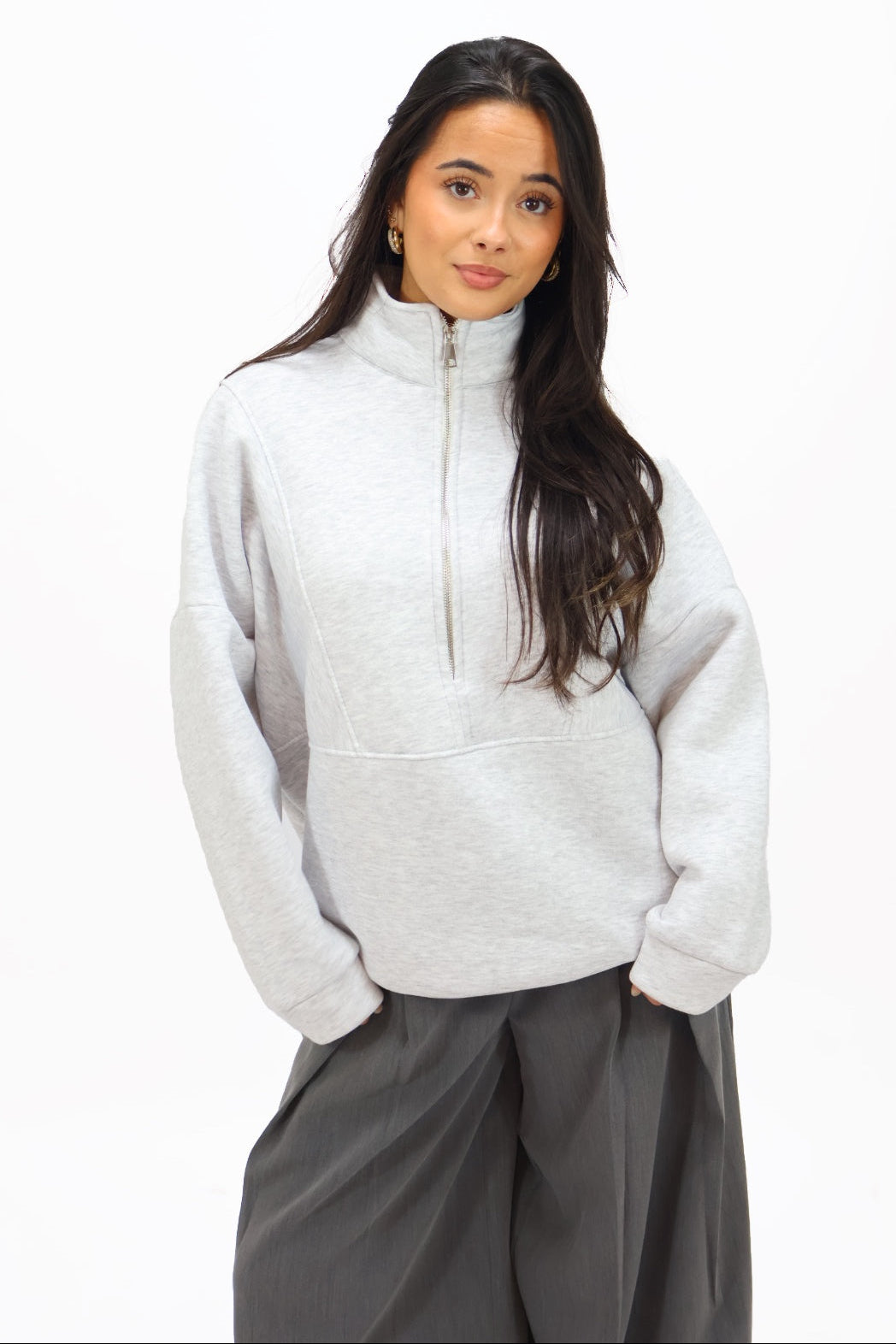 Isabel zip sweater - Grey