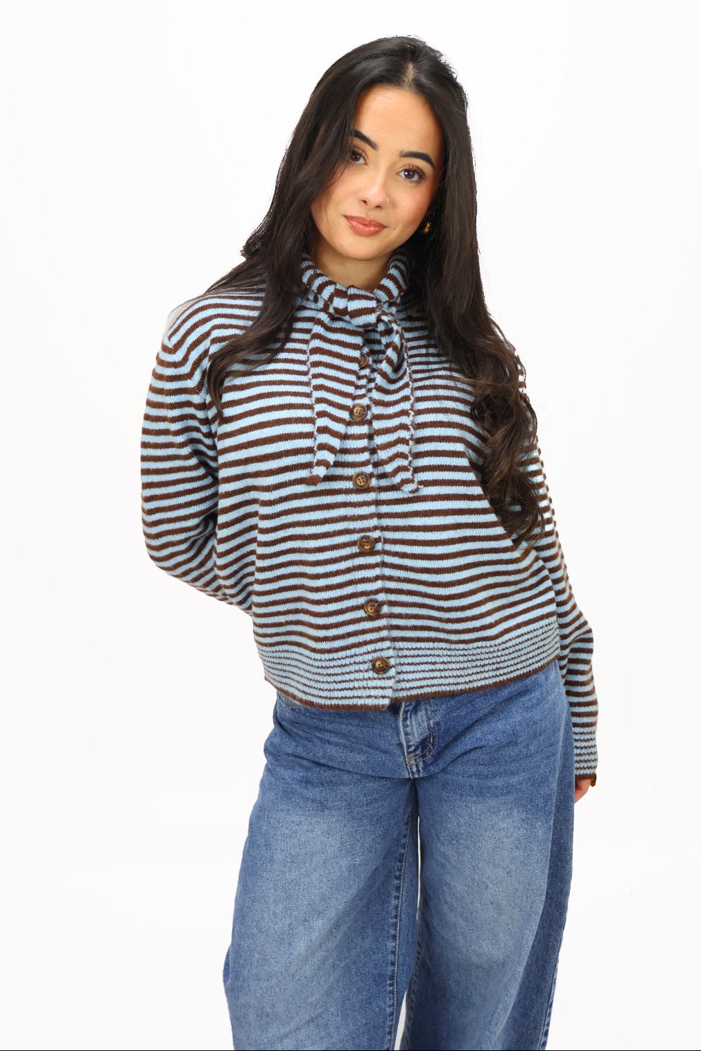 Yara cardigan - Blue/Brown