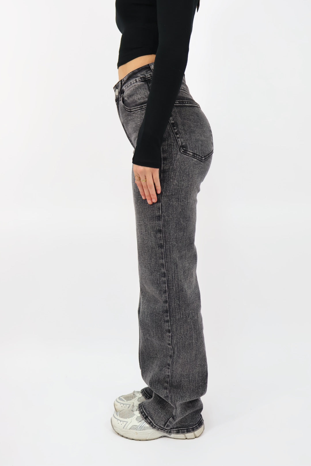 Laila Wide Leg Jeans - Dark grey | W3556