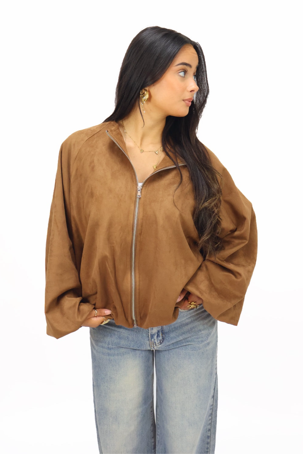 Maud Suede Look Jacket - Camel | Ambika