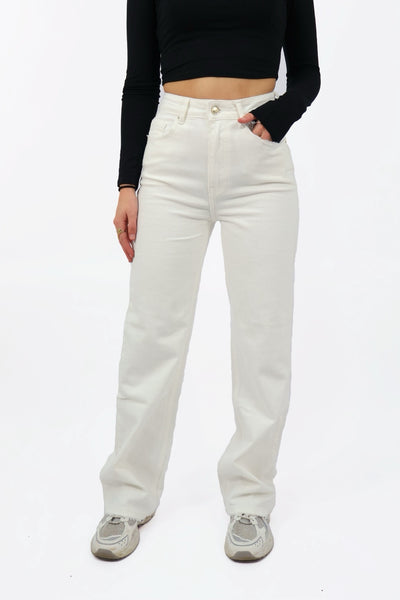 Lauren Wide Leg Jeans - White | W3376-B