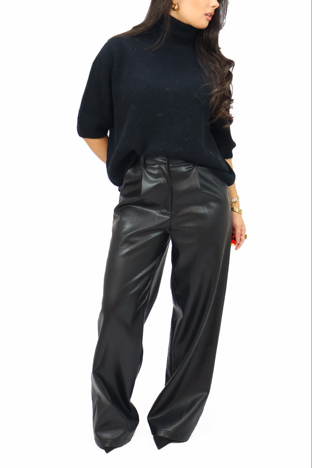 Ambika Leather Look Pants - Black