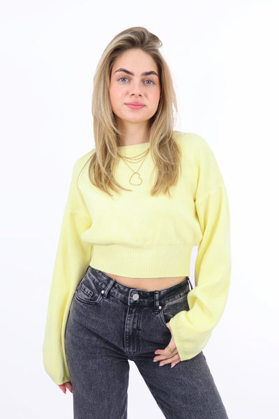 Nara Cropped Sweater - Soft Yellow