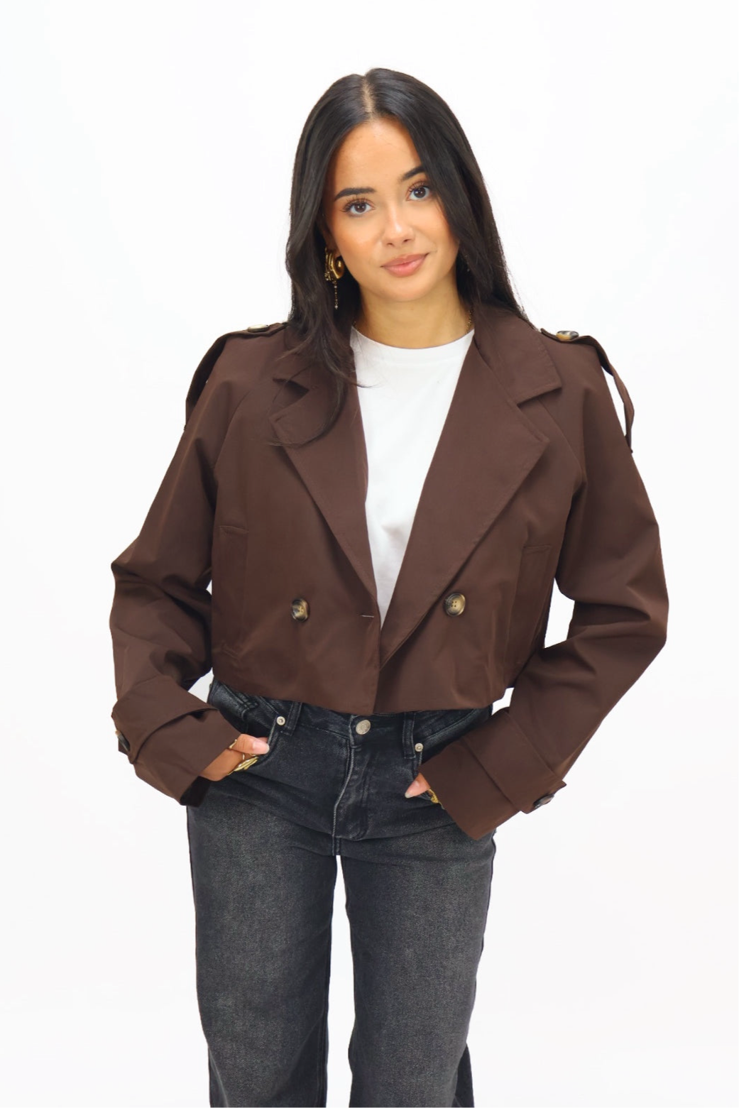 Emily cropped Trenchcoat - Brown