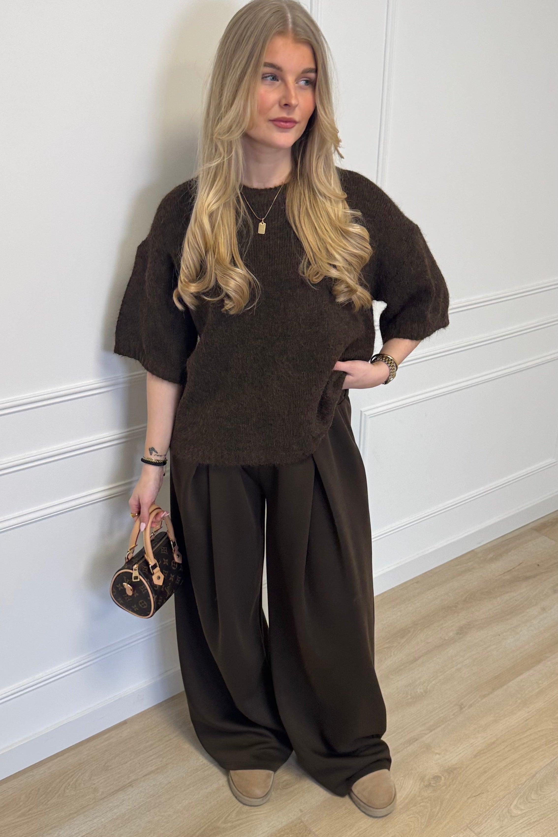 Moos shortsleeve sweater - Brown