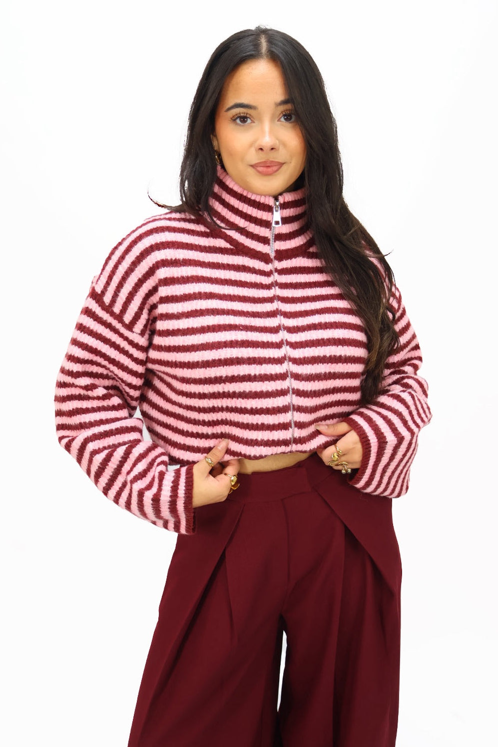 Noé zip vest - Pink/bordeaux