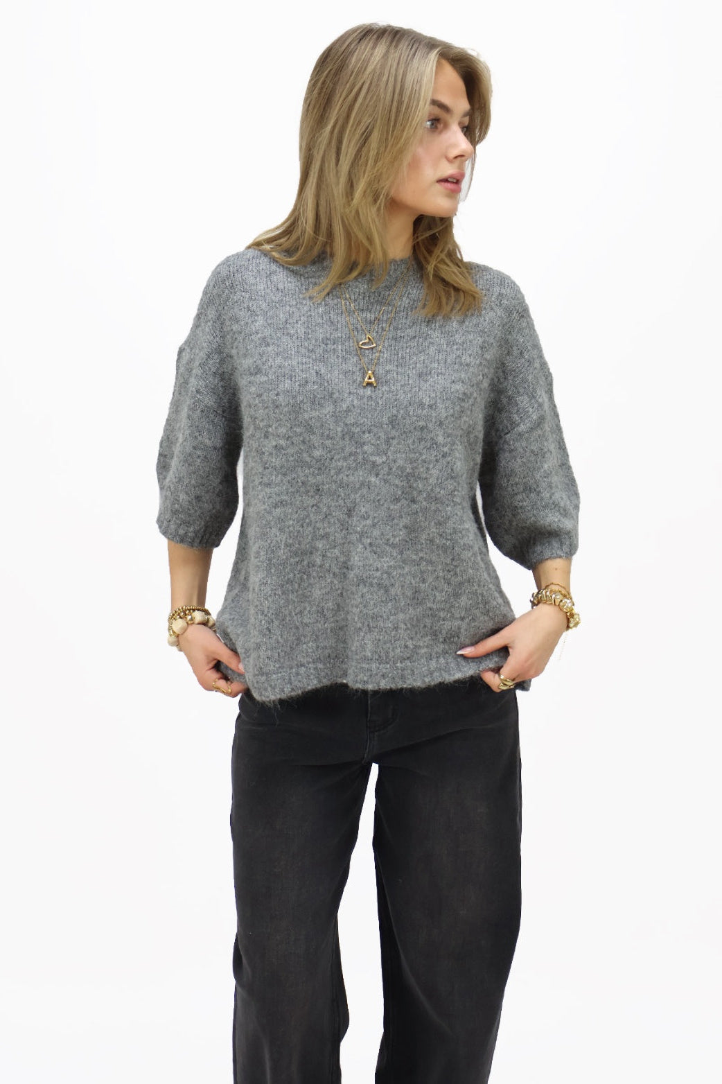 Moos shortsleeve sweater - Grey