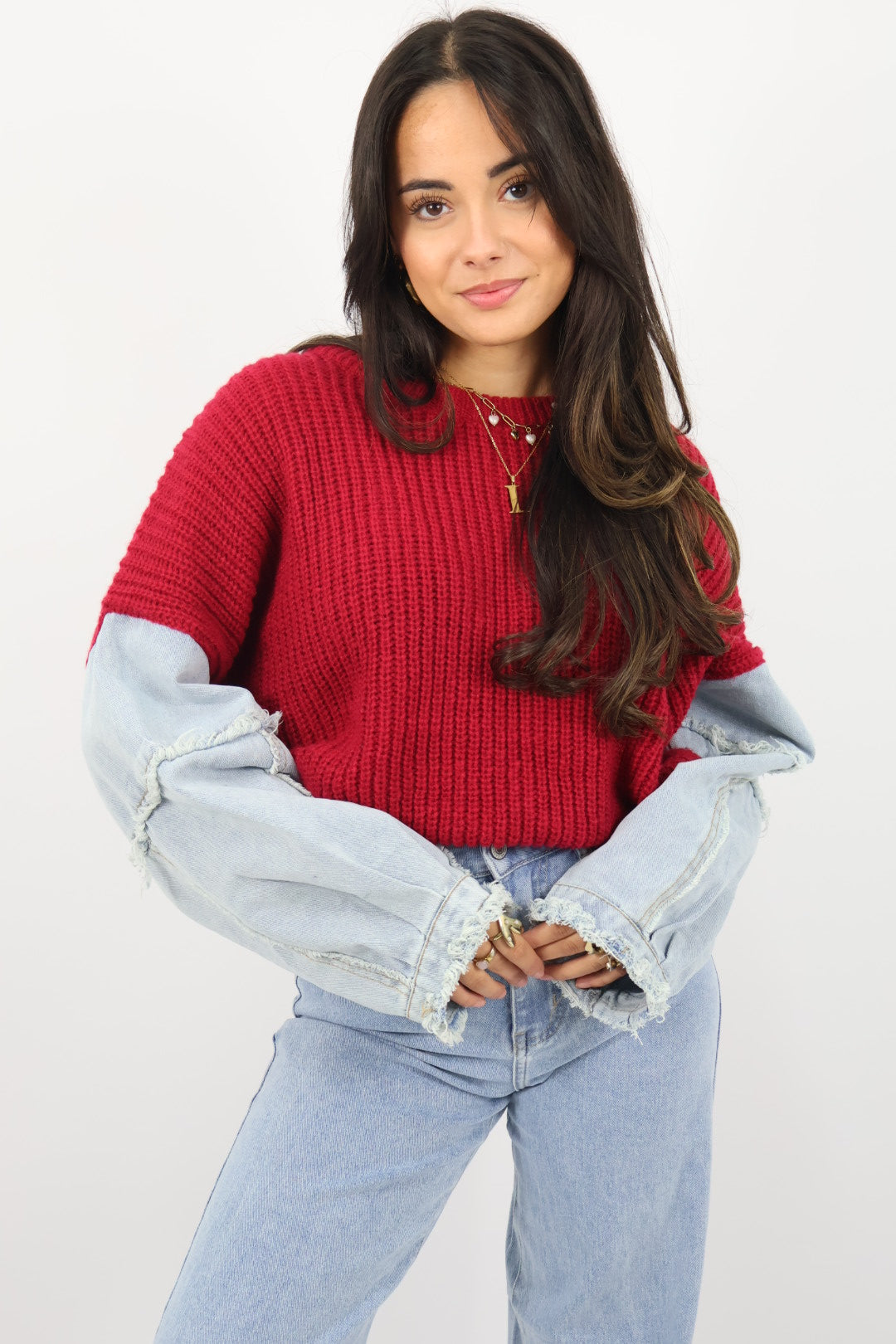 Light Denim Sweater - Bordeaux