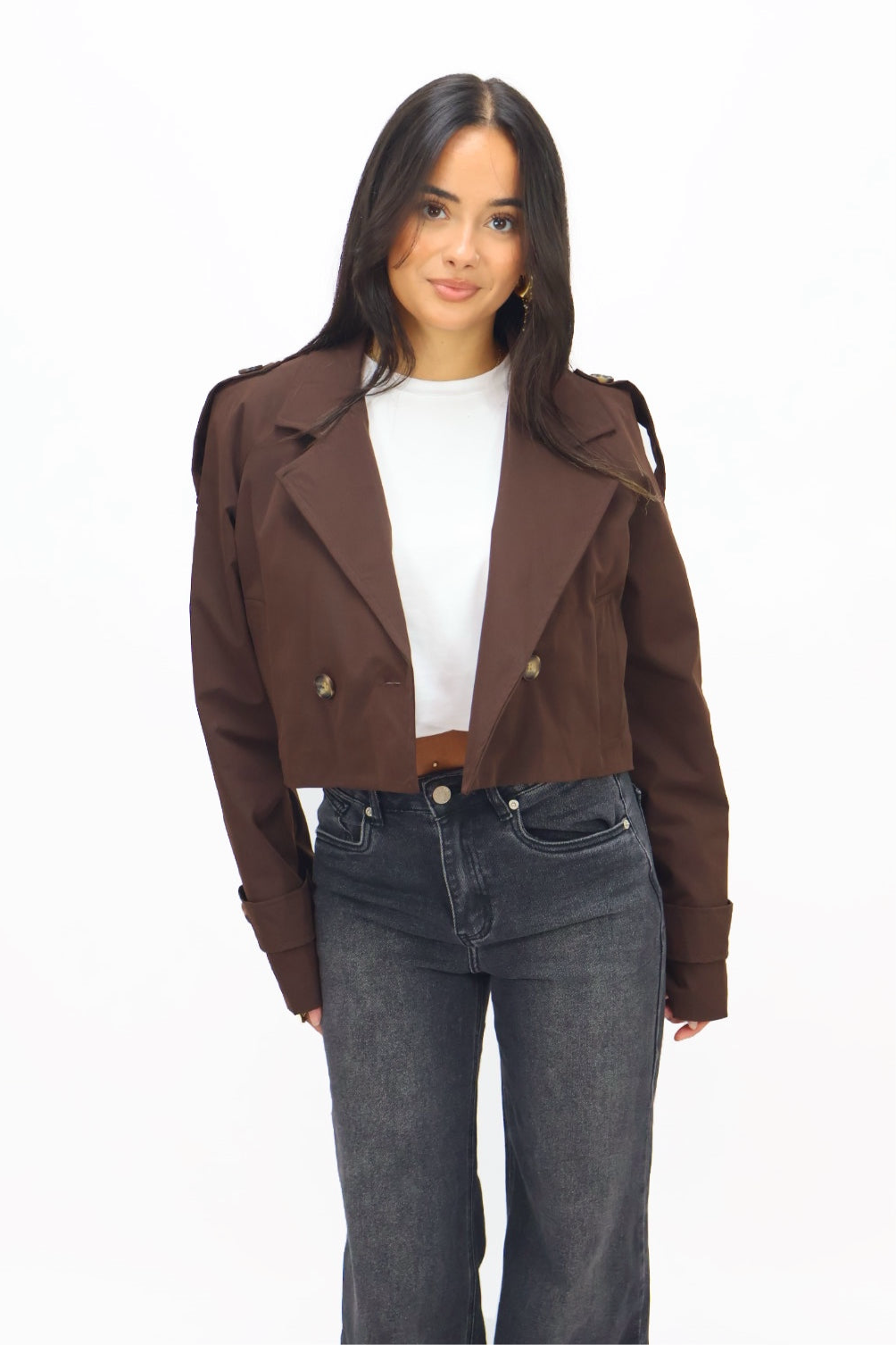 Emily cropped Trenchcoat - Brown