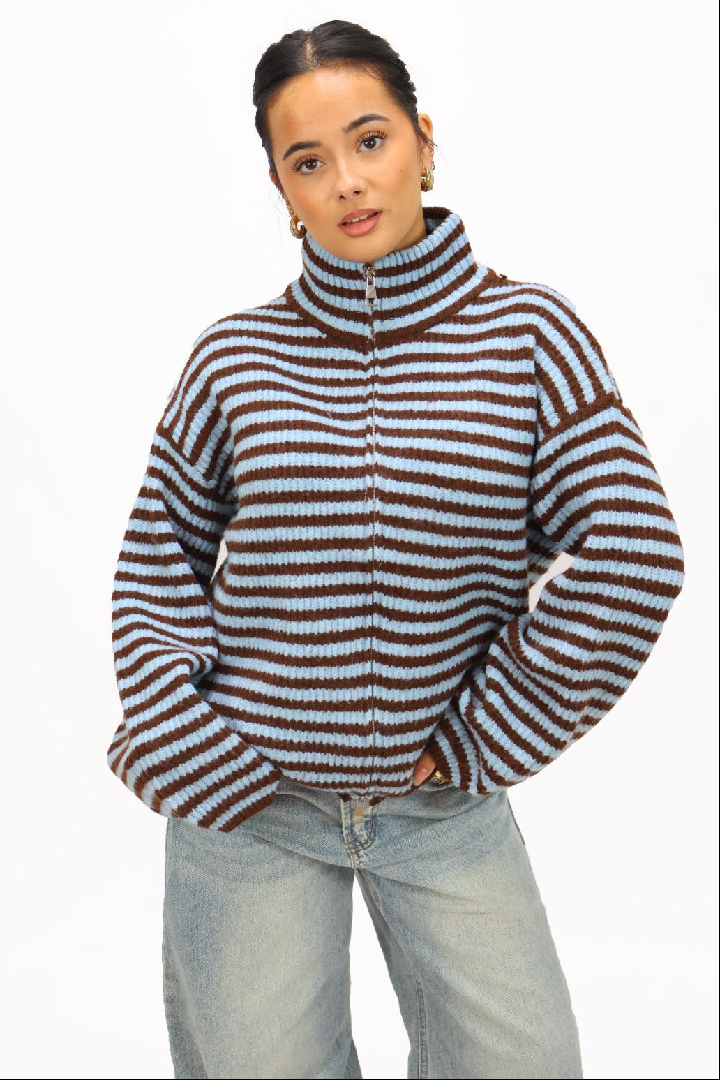 Noé zip vest - Blue/brown